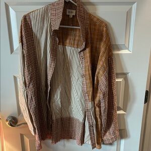 BiBi Women’s Brown and Cream Plaid Shirt Jacket